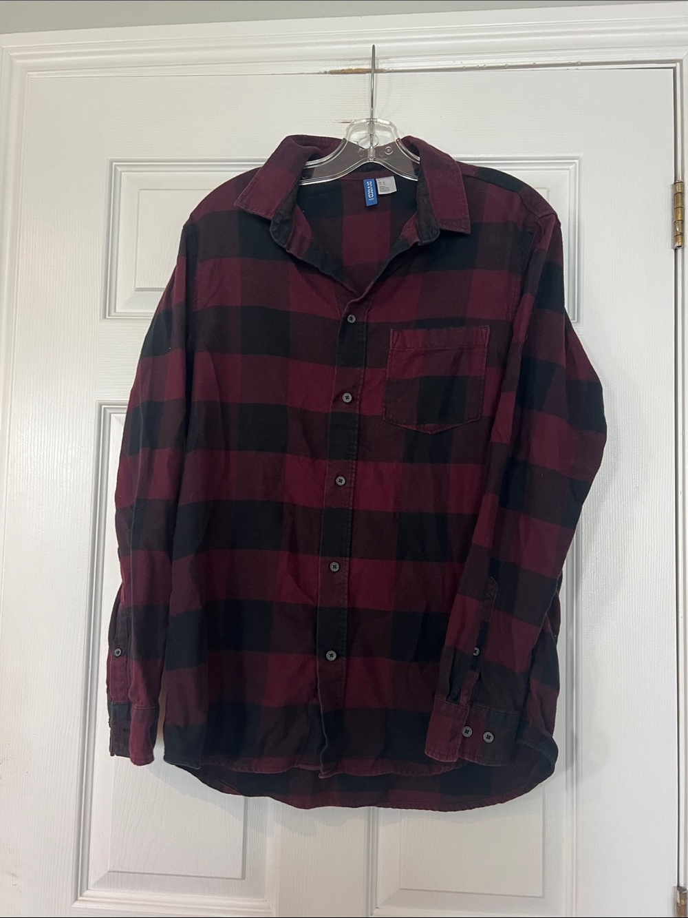 Divided Men's Plaid Button-Down Shirt - Burgundy & Black